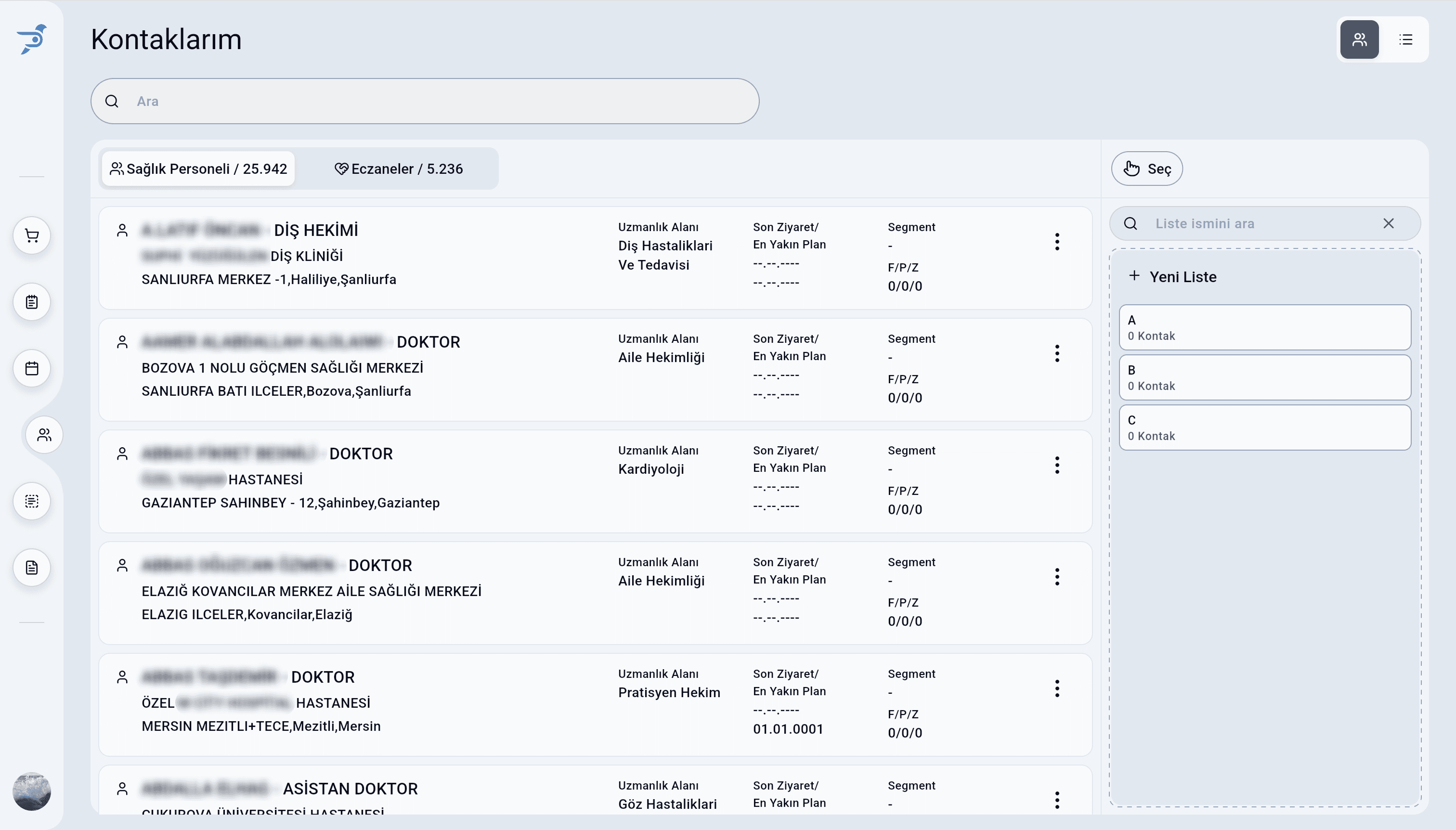 Pharmon Assist brick bazlı doktor ve eczane kontak listesi