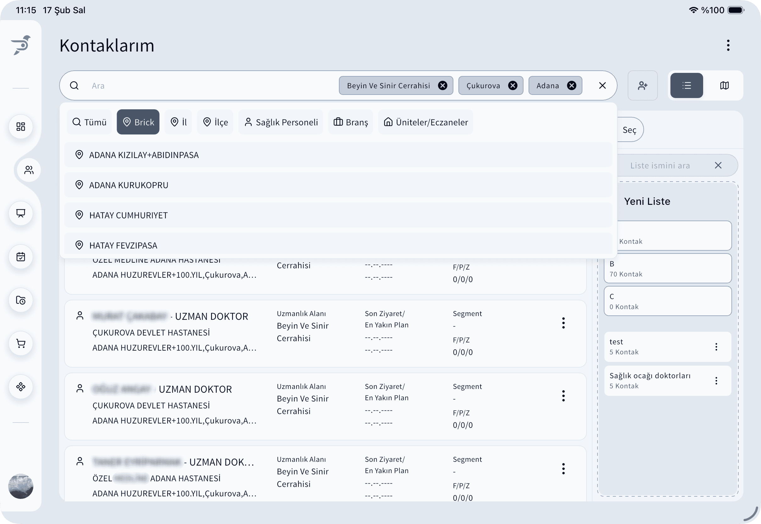 Pharmon Assist kontak harita görünümü ve bölgesel dağılım