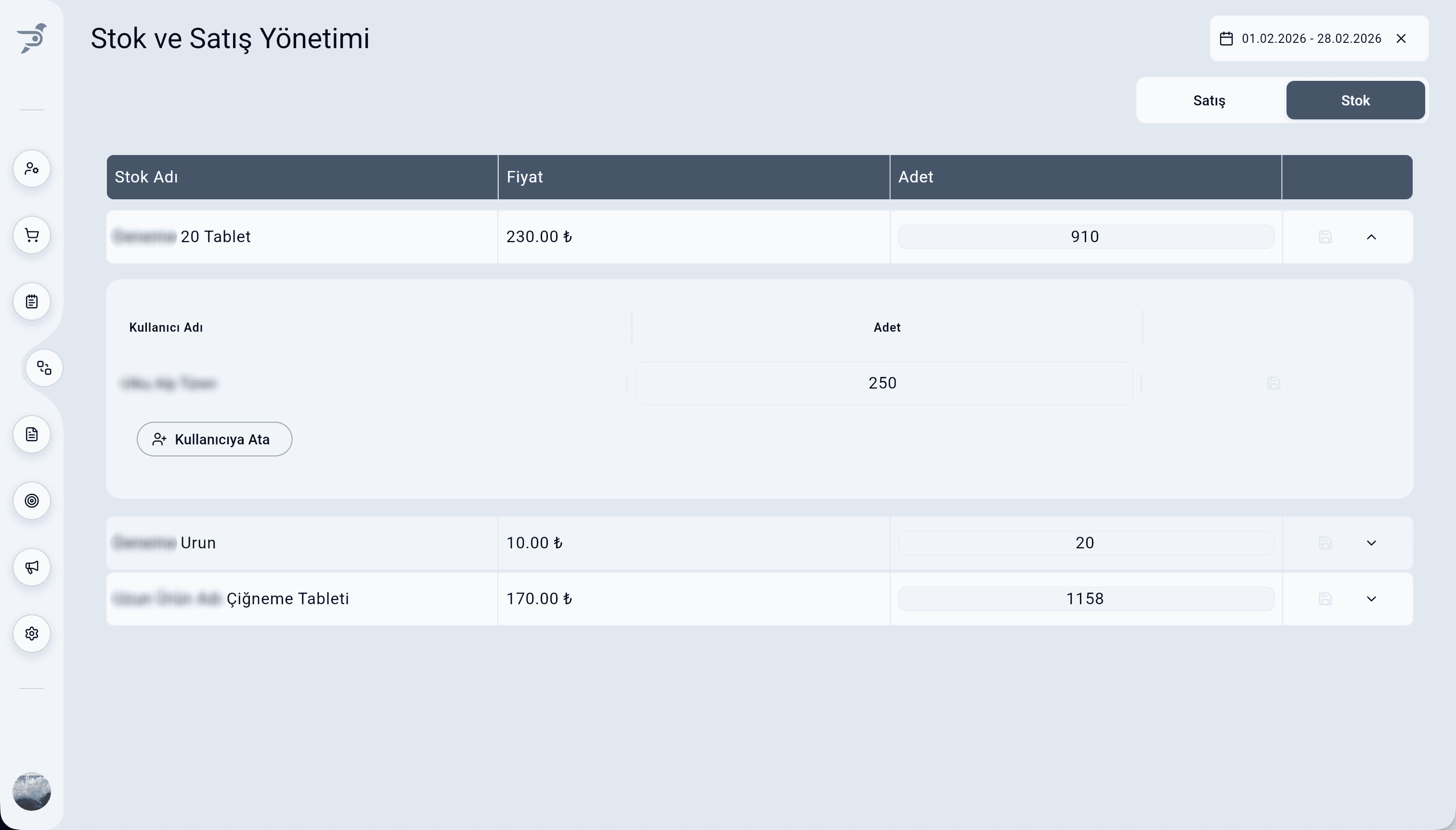Pharmon Assist stok ve satış yönetimi ekranı