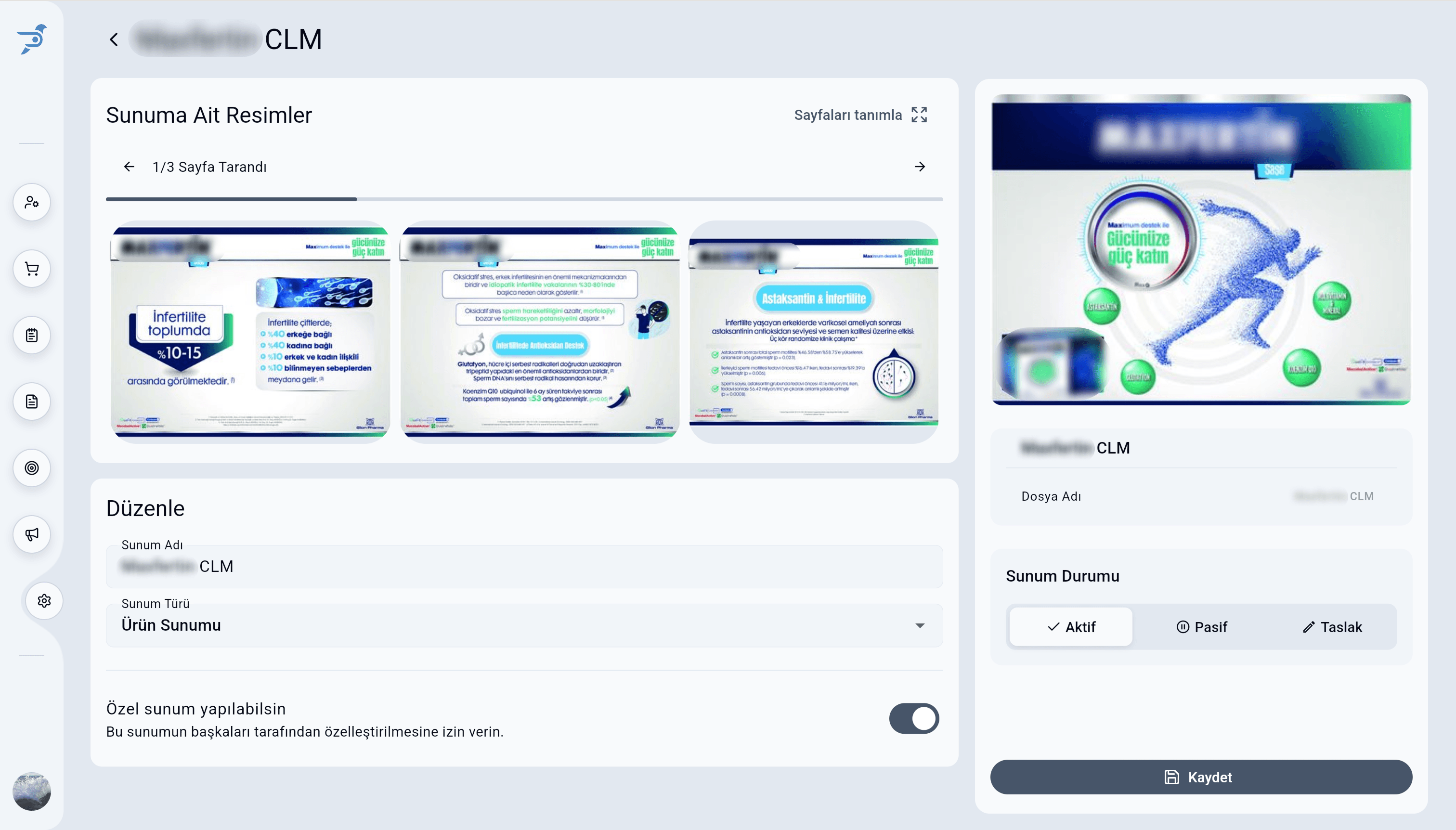 Pharmon Assist mobil sunum kütüphanesi görünümü